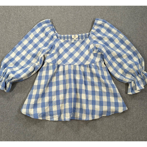 Entro Blue and White Checkered Blouse - Picture 1 of 10